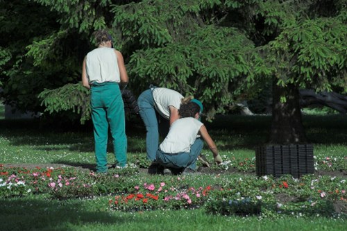 Risk assessment being carried out before gardening work begins